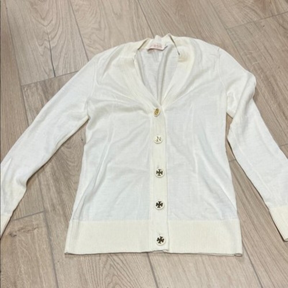 Tory Burch Cream Button-Front Cardigan